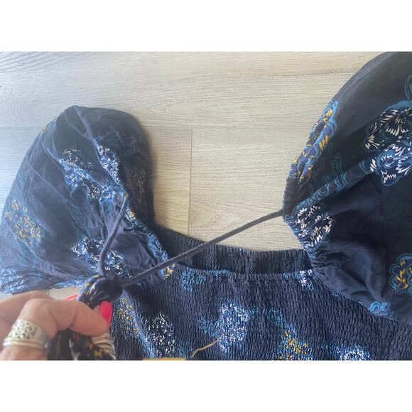 Anthropologie Puff Sleeve Smocked Mini Dress With Tiger Graphics Square Neck 2XL - Picture 5 of 8